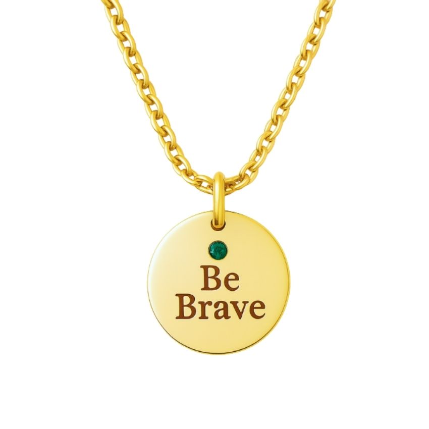 Gold Plated Brass Necklace Be Brave Pendant Dainty Non Tarnish Jewelry